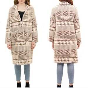 Love Token NWT Zendaya Below The Knee Duster Sweater Coat L Cabincore Lodge Cozy